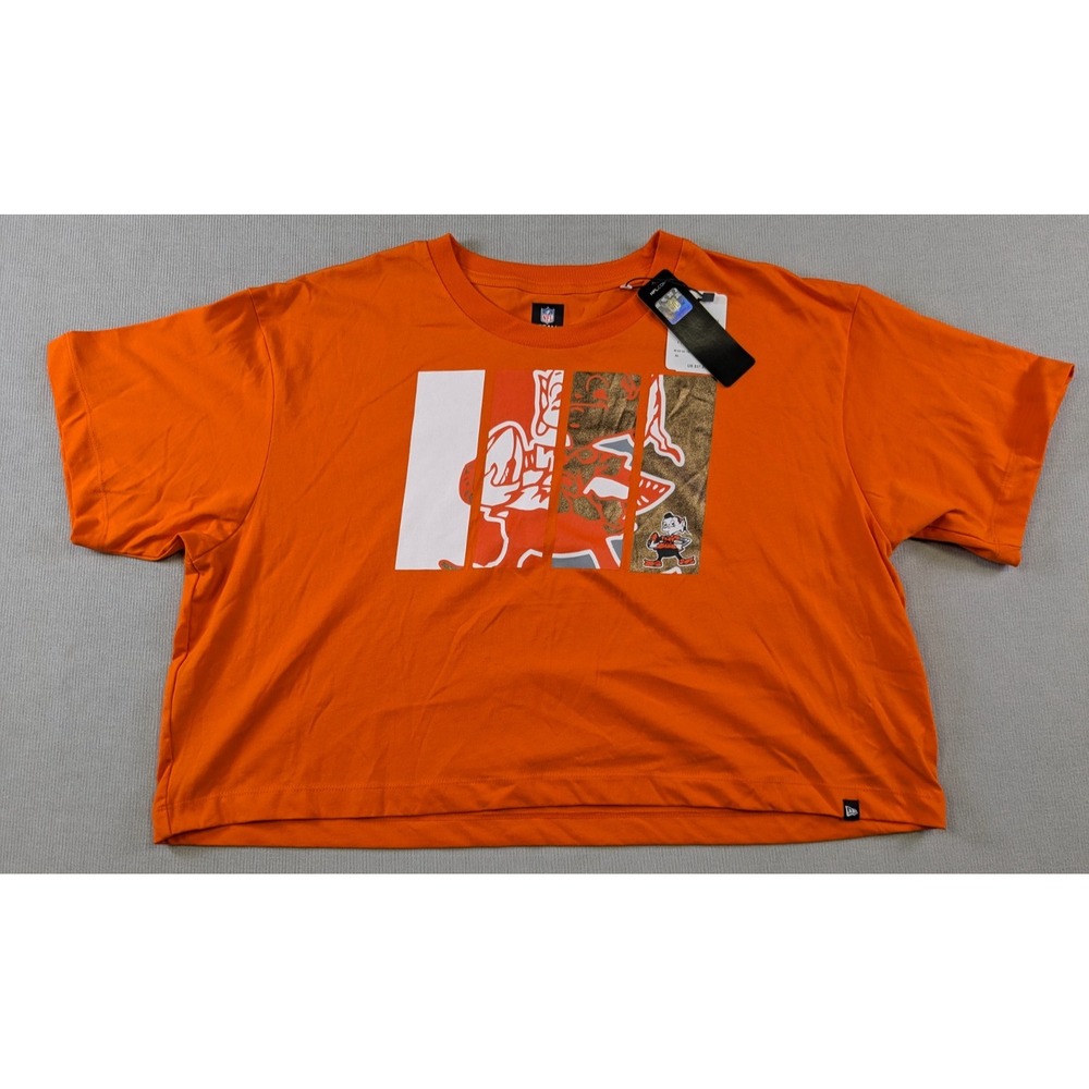 Cleveland Browns Shirt Womens XL Orange Brownie the Elf Cropped Boxy NFL New